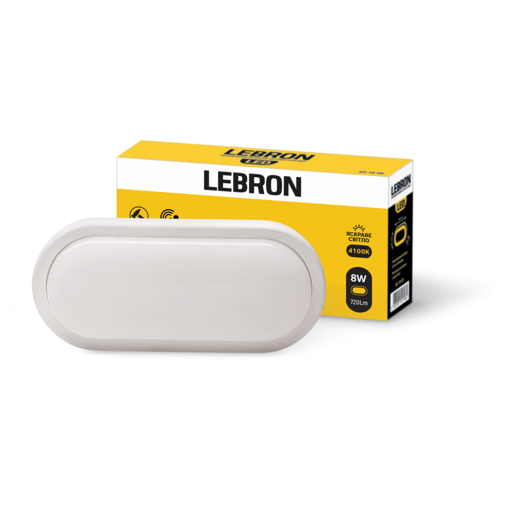 LED світильник LEBRON L-WLO, 8W, овал, 4100K, 720Lm, ІР65